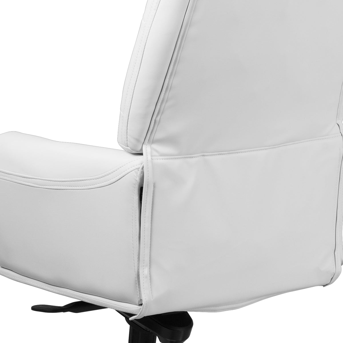 White |#| High Back Tufted White LeatherSoft Multifunction Ergonomic Office Chair w/Arms