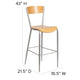 Silver Metal Restaurant Barstool - Natural Wood Back & Seat