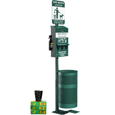 Kessler Pet Waste Station with Glow in the Dark Sign, Bag Dispenser, Hand Sanitizer & Pedal Trash Can - Includes 600 Waste Bags & 50 Can Liners - View 1