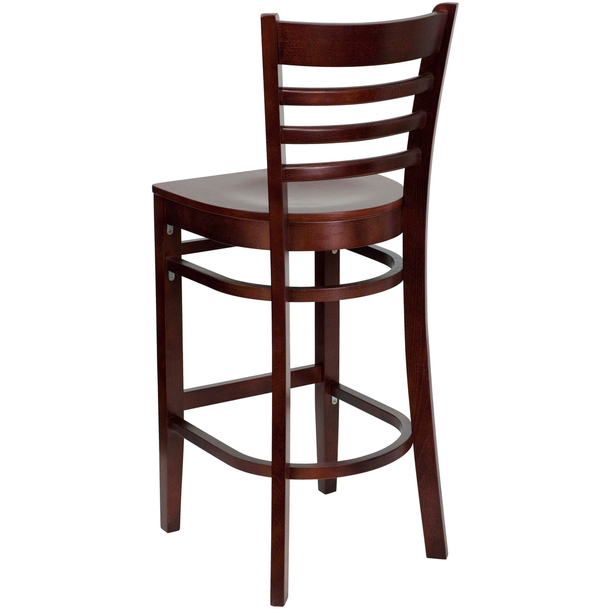 Mahogany Wood Seat/Mahogany Wood Frame |#| Ladder Back Mahogany Wood Restaurant Barstool