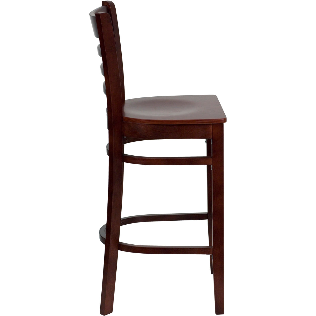 Mahogany Wood Seat/Mahogany Wood Frame |#| Ladder Back Mahogany Wood Restaurant Barstool