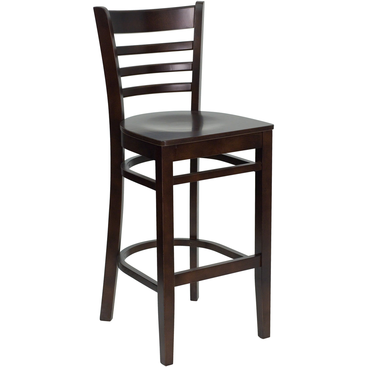 Walnut Wood Seat/Walnut Wood Frame |#| Ladder Back Walnut Wood Restaurant Barstool