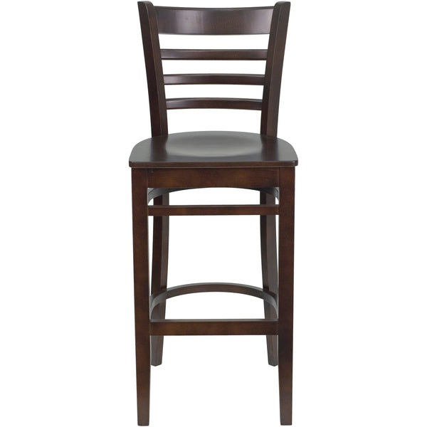 Walnut Wood Seat/Walnut Wood Frame |#| Ladder Back Walnut Wood Restaurant Barstool