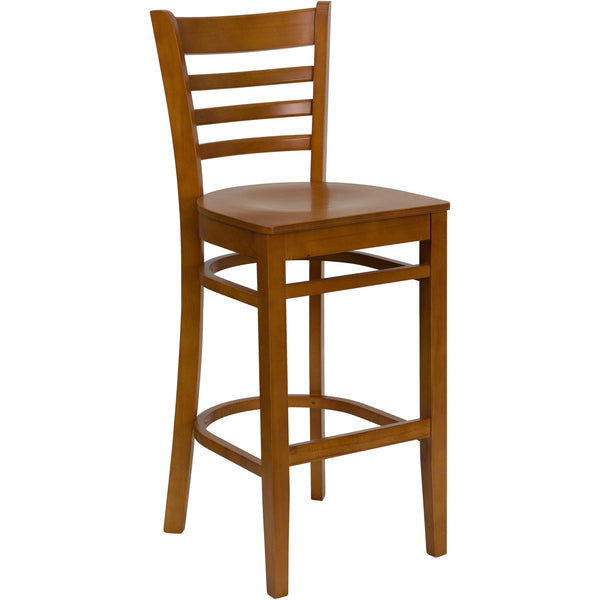 Cherry Wood Seat/Cherry Wood Frame |#| Ladder Back Cherry Wood Restaurant Barstool