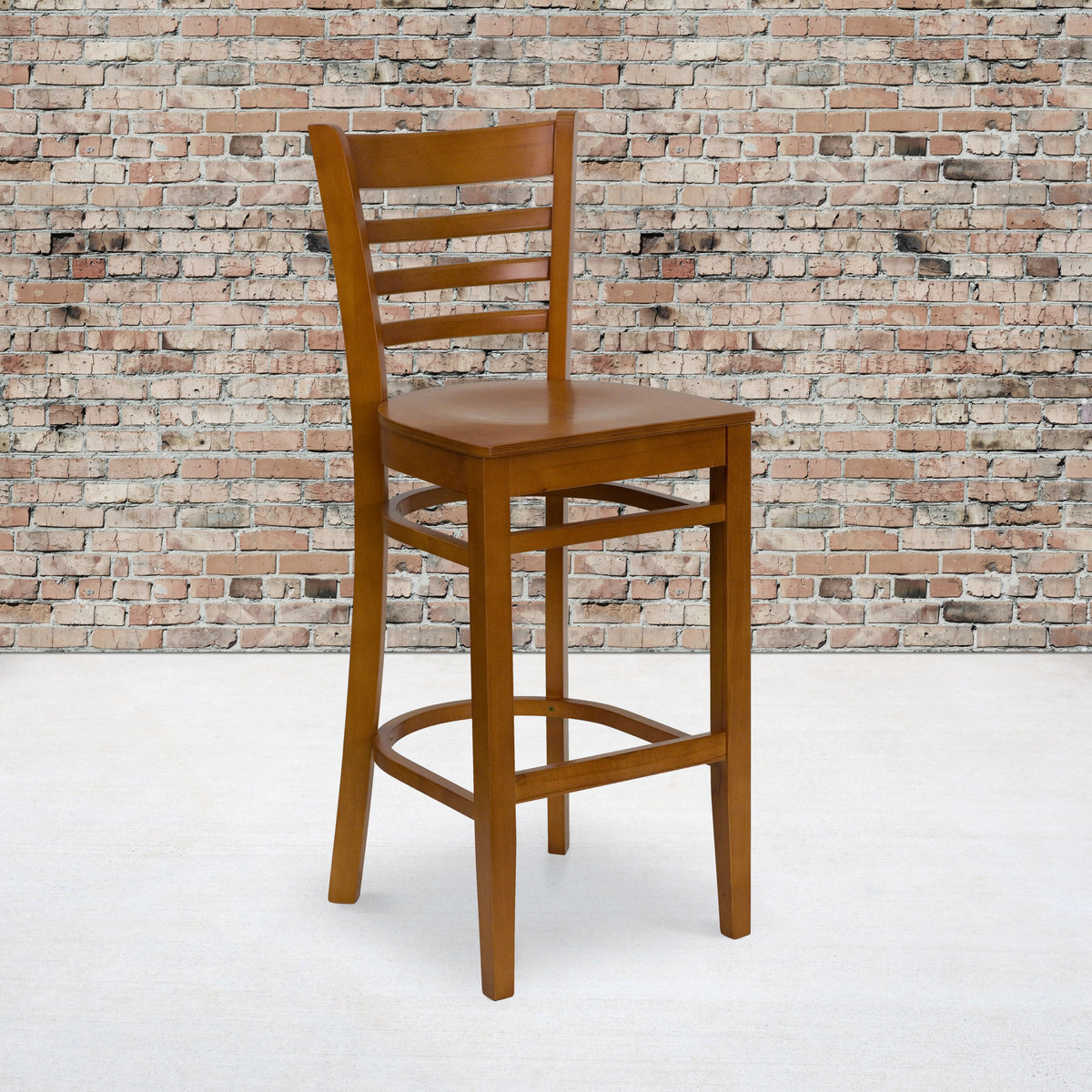 Cherry Wood Seat/Cherry Wood Frame |#| Ladder Back Cherry Wood Restaurant Barstool