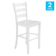 White Wash |#| Commercial Grade Wooden Bar Height Stool in Antique White Wash, Set of 2