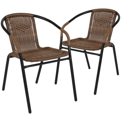 Lila 2 Pack Rattan Indoor-Outdoor Restaurant Stack Chair - View 1