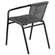 Gray |#| 2 Pack Gray Rattan Indoor-Outdoor Restaurant Stack Chair with Curved Back