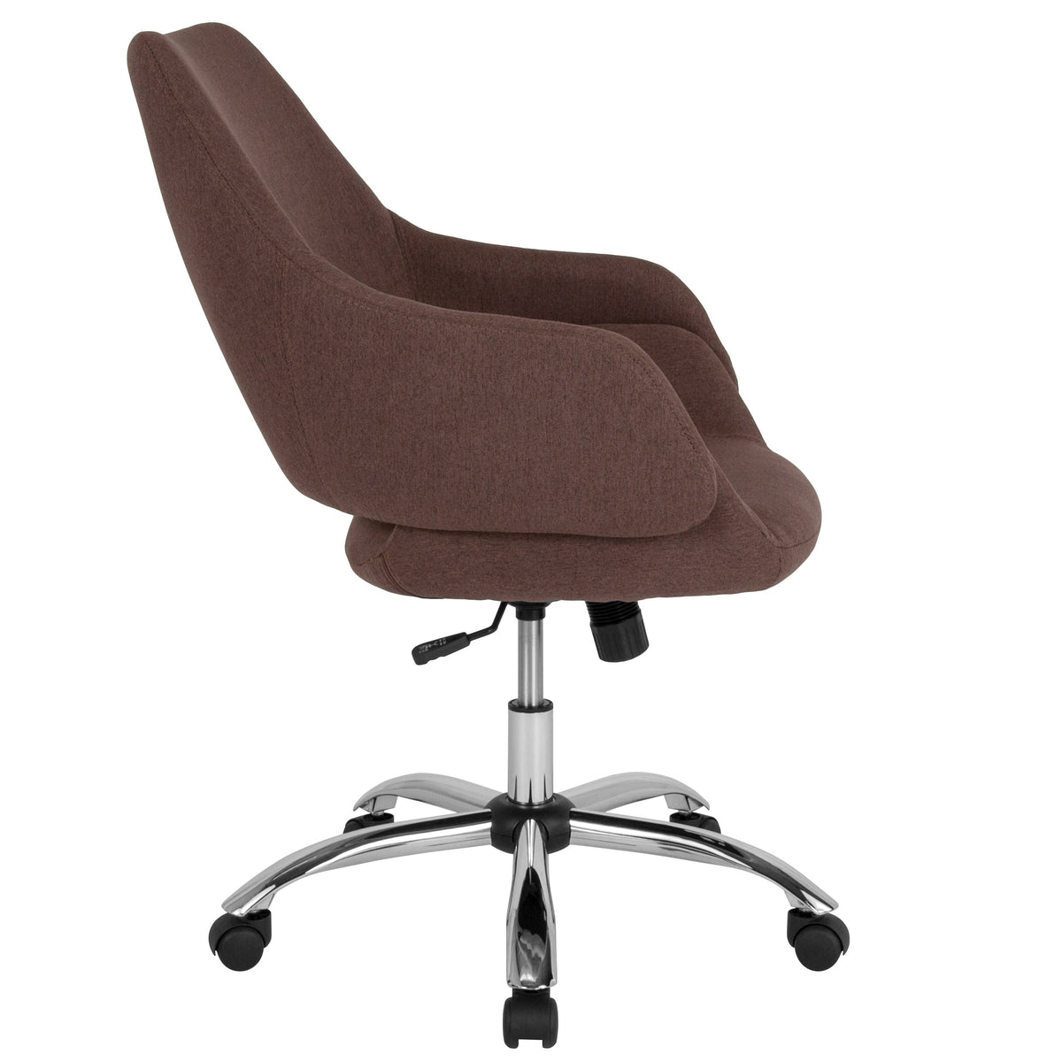 Brown Fabric |#| Home and Office Upholstered Mid-Back Chair with Wrap Style Arms in Brown Fabric