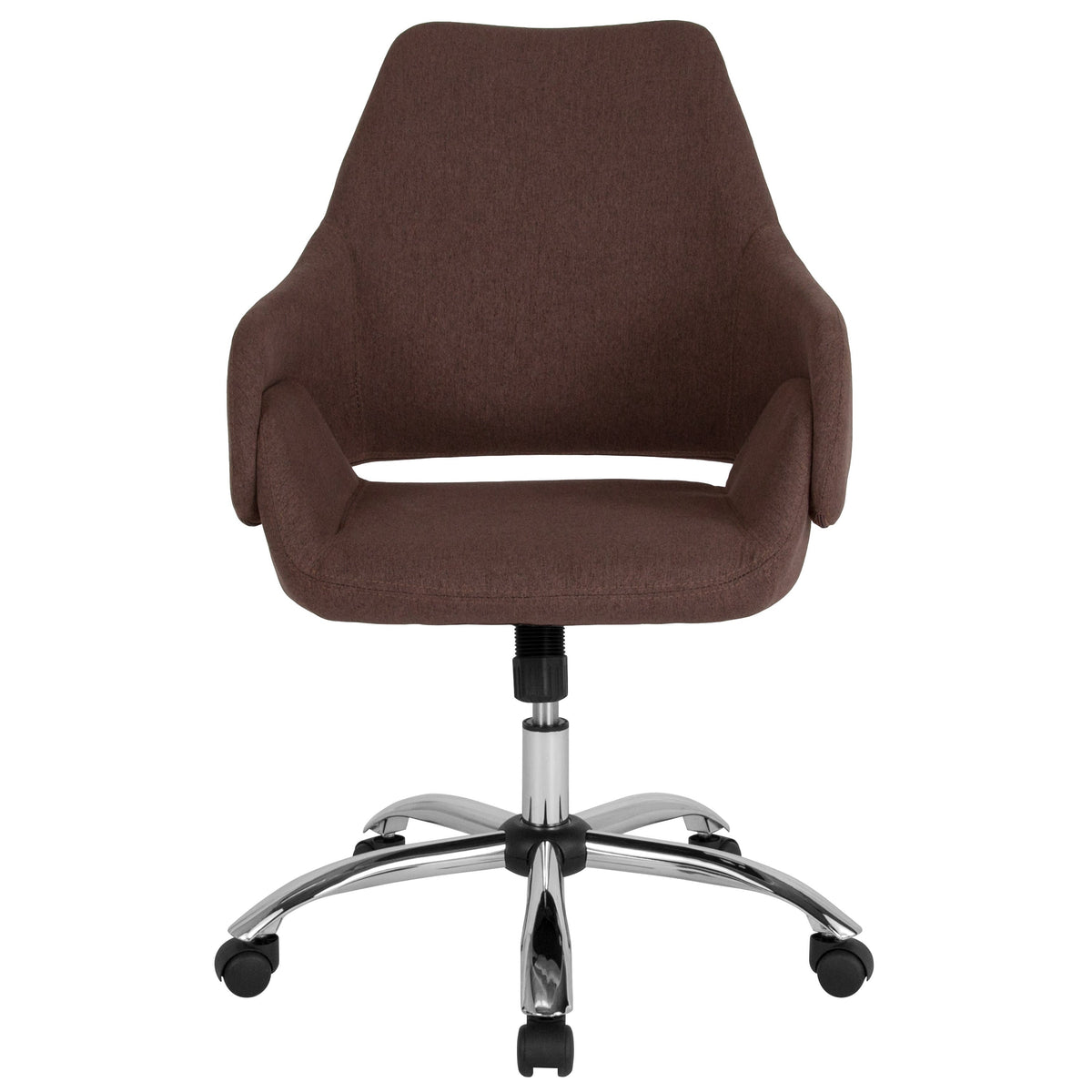 Brown Fabric |#| Home and Office Upholstered Mid-Back Chair with Wrap Style Arms in Brown Fabric