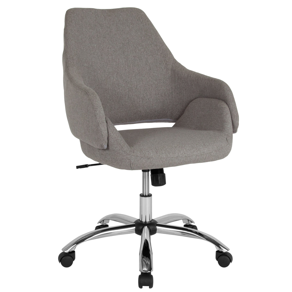 Light Gray Fabric |#| Home and Office Upholstered Mid-Back Chair w/ Wrap Style Arms in Lt Gray Fabric