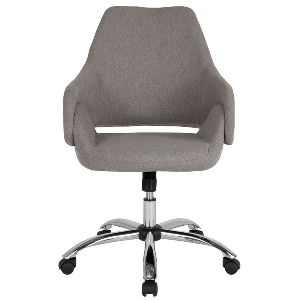 Light Gray Fabric |#| Home and Office Upholstered Mid-Back Chair w/ Wrap Style Arms in Lt Gray Fabric