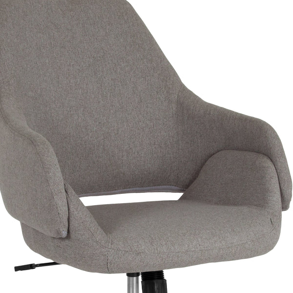 Light Gray Fabric |#| Home and Office Upholstered Mid-Back Chair w/ Wrap Style Arms in Lt Gray Fabric