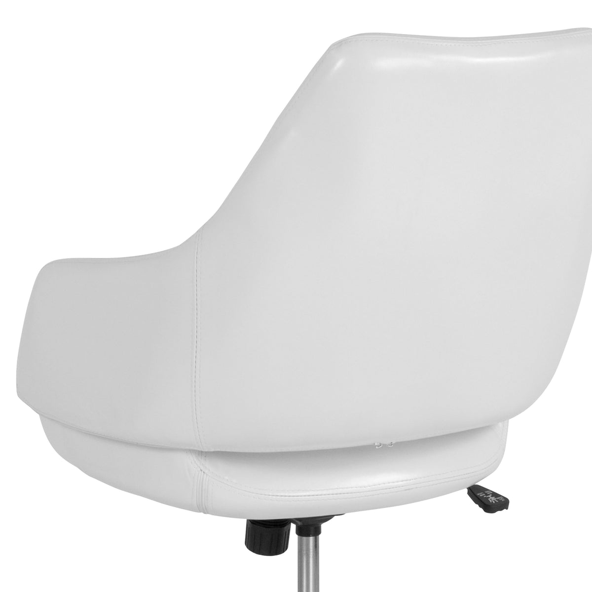 White LeatherSoft |#| Home &Office Upholstered Mid-Back Chair w/Wrap Style Arms in White LeatherSoft