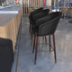 Black |#| Commercial 26inch Mid-Back Counter Stool with Wood Legs - Black LeatherSoft/Walnut