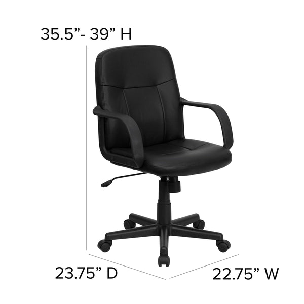 Mid-Back Black Glove Vinyl Executive Swivel Office Chair with Arms