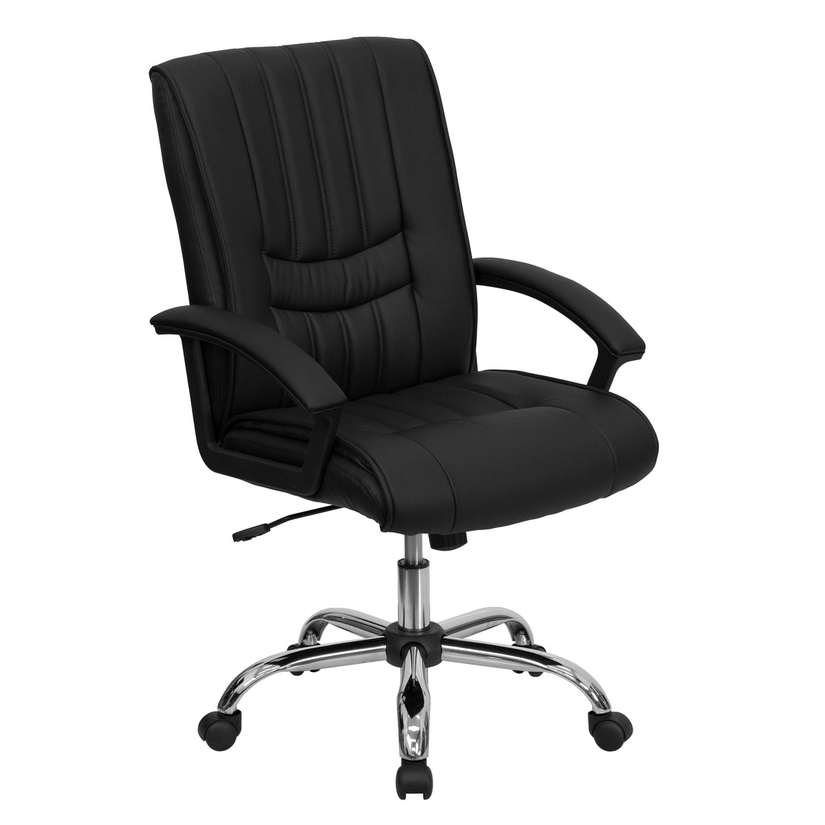 Black |#| Mid-Back Black LeatherSoft Swivel Adjustable Height Manager's Office Chair