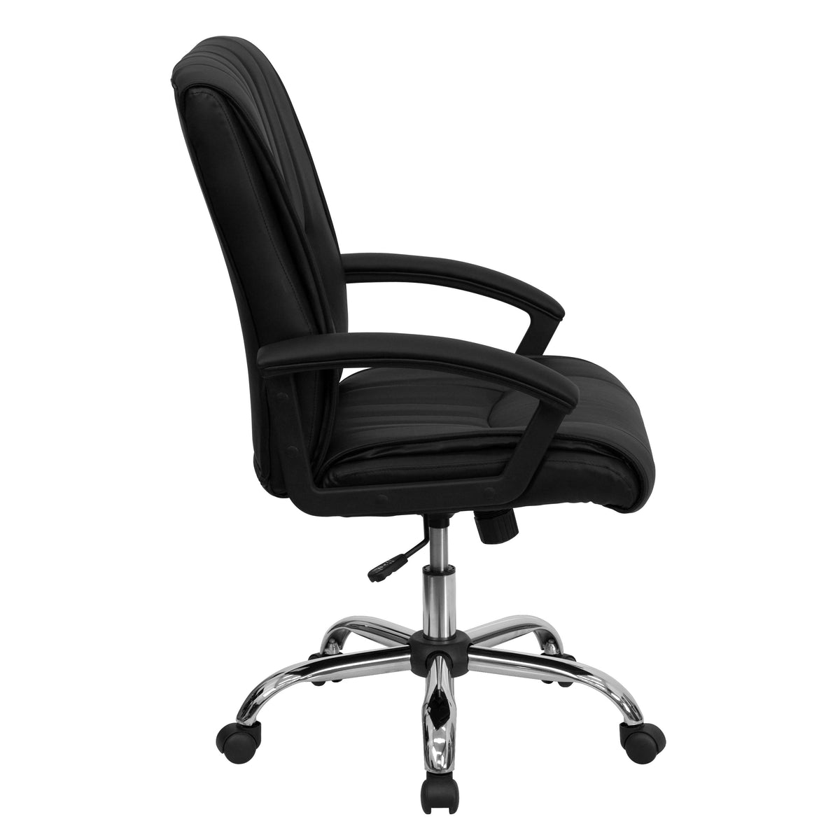 Black |#| Mid-Back Black LeatherSoft Swivel Adjustable Height Manager's Office Chair