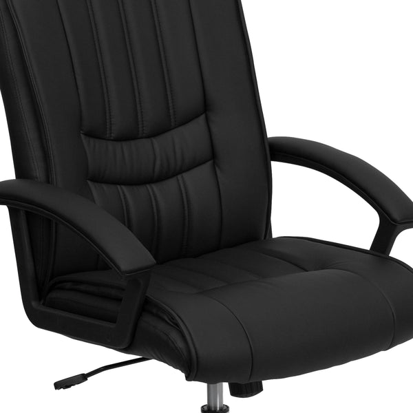 Black |#| Mid-Back Black LeatherSoft Swivel Adjustable Height Manager's Office Chair