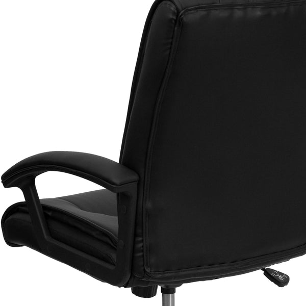 Black |#| Mid-Back Black LeatherSoft Swivel Adjustable Height Manager's Office Chair