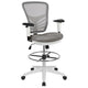 Light Gray Mesh/White Frame |#| Mid-Back Gray Mesh Ergonomic Drafting Chair/White Frame - Adjustable Foot Ring