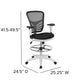 Black Mesh/White Frame |#| Mid-Back Black Mesh Ergonomic Drafting Chair/White Frame - Adjustable Foot Ring