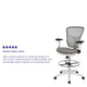 Light Gray Mesh/White Frame |#| Mid-Back Gray Mesh Ergonomic Drafting Chair/White Frame - Adjustable Foot Ring