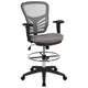 Light Gray Mesh/Black Frame |#| Mid-Back Gray Mesh Ergonomic Drafting Chair/Black Frame - Adjustable Foot Ring