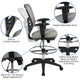 Light Gray Mesh/Black Frame |#| Mid-Back Gray Mesh Ergonomic Drafting Chair/Black Frame - Adjustable Foot Ring