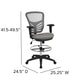 Light Gray Mesh/Black Frame |#| Mid-Back Gray Mesh Ergonomic Drafting Chair/Black Frame - Adjustable Foot Ring