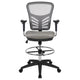 Light Gray Mesh/Black Frame |#| Mid-Back Gray Mesh Ergonomic Drafting Chair/Black Frame - Adjustable Foot Ring