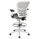 Light Gray Mesh/White Frame |#| Mid-Back Gray Mesh Ergonomic Drafting Chair/White Frame - Adjustable Foot Ring