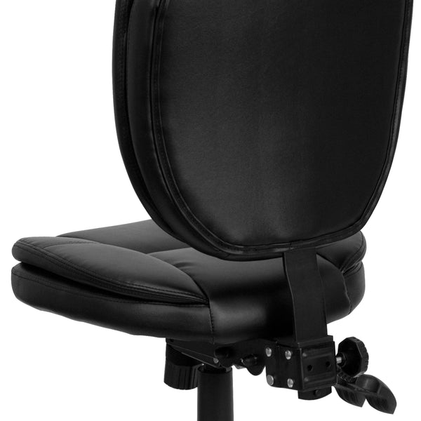 Black LeatherSoft |#| Mid-Back Black LeatherSoft Multifunction Office Chair with Pillow Top Cushioning