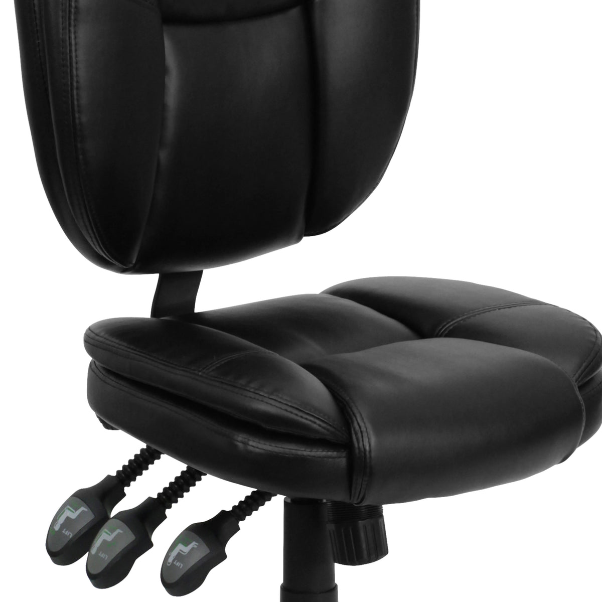 Black LeatherSoft |#| Mid-Back Black LeatherSoft Multifunction Office Chair with Pillow Top Cushioning