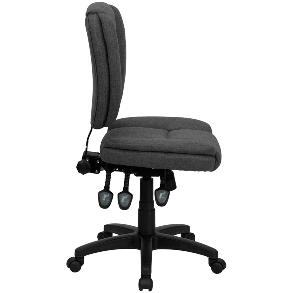 Gray Fabric |#| Mid-Back Gray Fabric Multifunction Task Office Chair with Pillow Top Cushioning