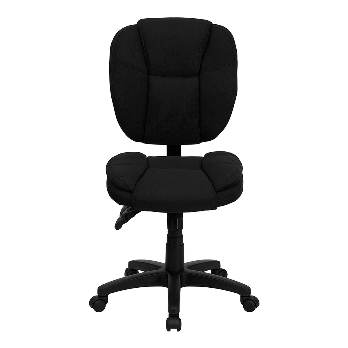 Black Fabric |#| Mid-Back Black Fabric Multifunction Swivel Office Chair w/ Pillow Top Cushioning