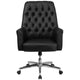 Black |#| Mid-Back Traditional Tufted Black LeatherSoft Executive Swivel Office Chair