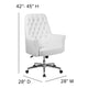 White |#| Mid-Back Traditional Tufted White LeatherSoft Executive Swivel Office Chair