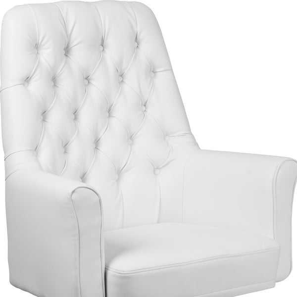 White |#| Mid-Back Traditional Tufted White LeatherSoft Executive Swivel Office Chair