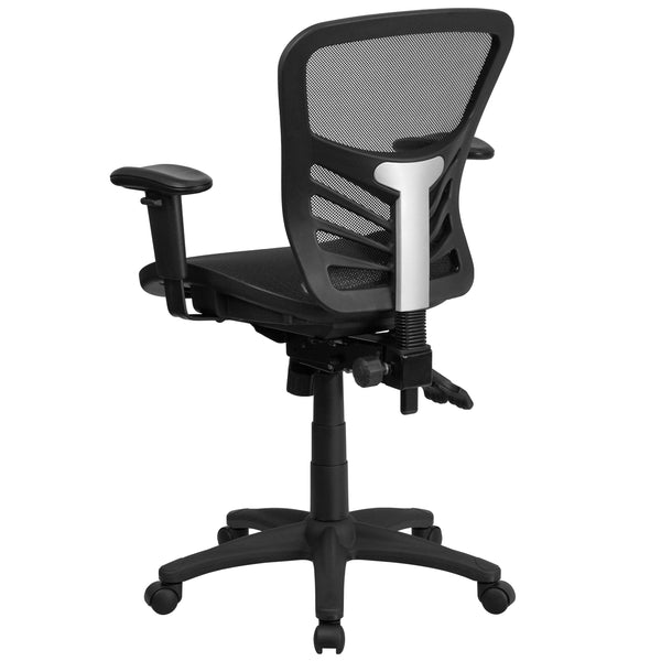 Mid-Back Black Mesh Multifunction Ergonomic Office Chair with Adjustable Arms