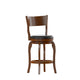 Black Vinyl/Antique Oak Frame |#| Commercial Antique Oak & Black LeatherSoft Wooden Swivel Counter Stools