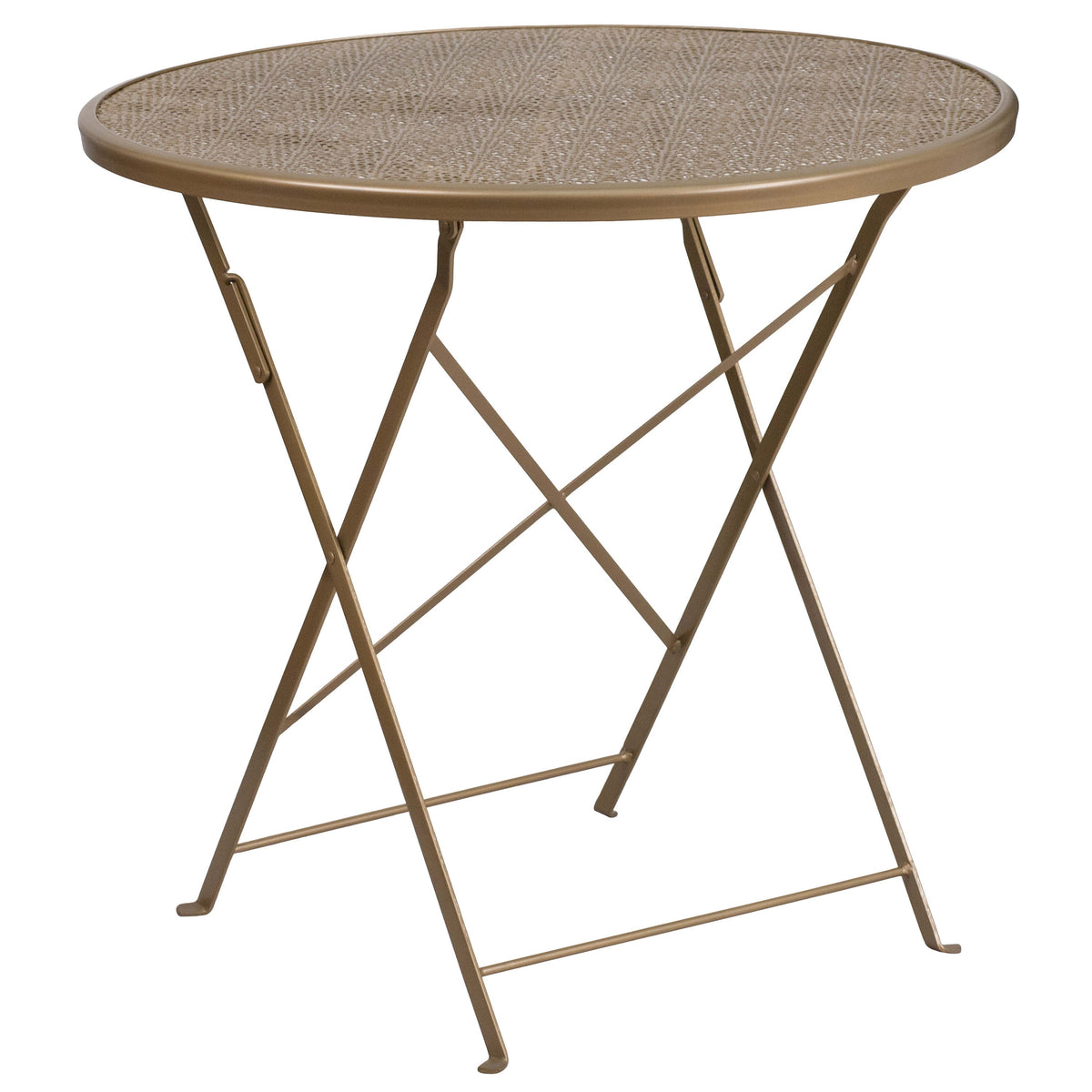 Gold |#| 30inch Round Gold Indoor-Outdoor Steel Folding Patio Table - Restaurant Table