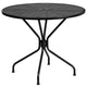 Black |#| 35.25inch Round Black Indoor-Outdoor Steel Patio Table-Umbrella Hole-Restaurant