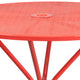 Coral |#| 35.25inch Round Coral Indoor-Outdoor Steel Patio Table-Umbrella Hole-Restaurant