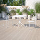 White |#| 35.25inch Round White Indoor-Outdoor Steel Patio Table-Umbrella Hole-Restaurant