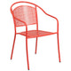 Coral |#| 35.5inch Square Coral Indoor-Outdoor Steel Patio Table Set w/ 2 Round Back Chairs