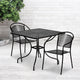 Black |#| 35.5inch Square Black Indoor-Outdoor Steel Patio Table Set w/ 2 Round Back Chairs