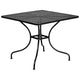 Black |#| 35.5inch Square Black Indoor-Outdoor Steel Patio Table Set w/ 2 Round Back Chairs