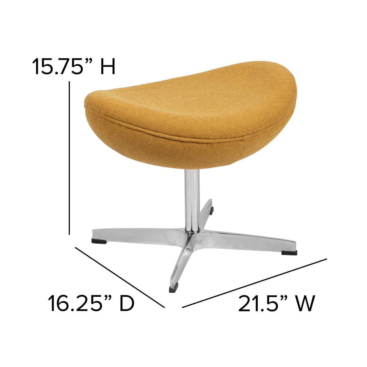 Citron Fabric |#| Citron Fabric Saddle Ottoman with 4 Point Alloy Base