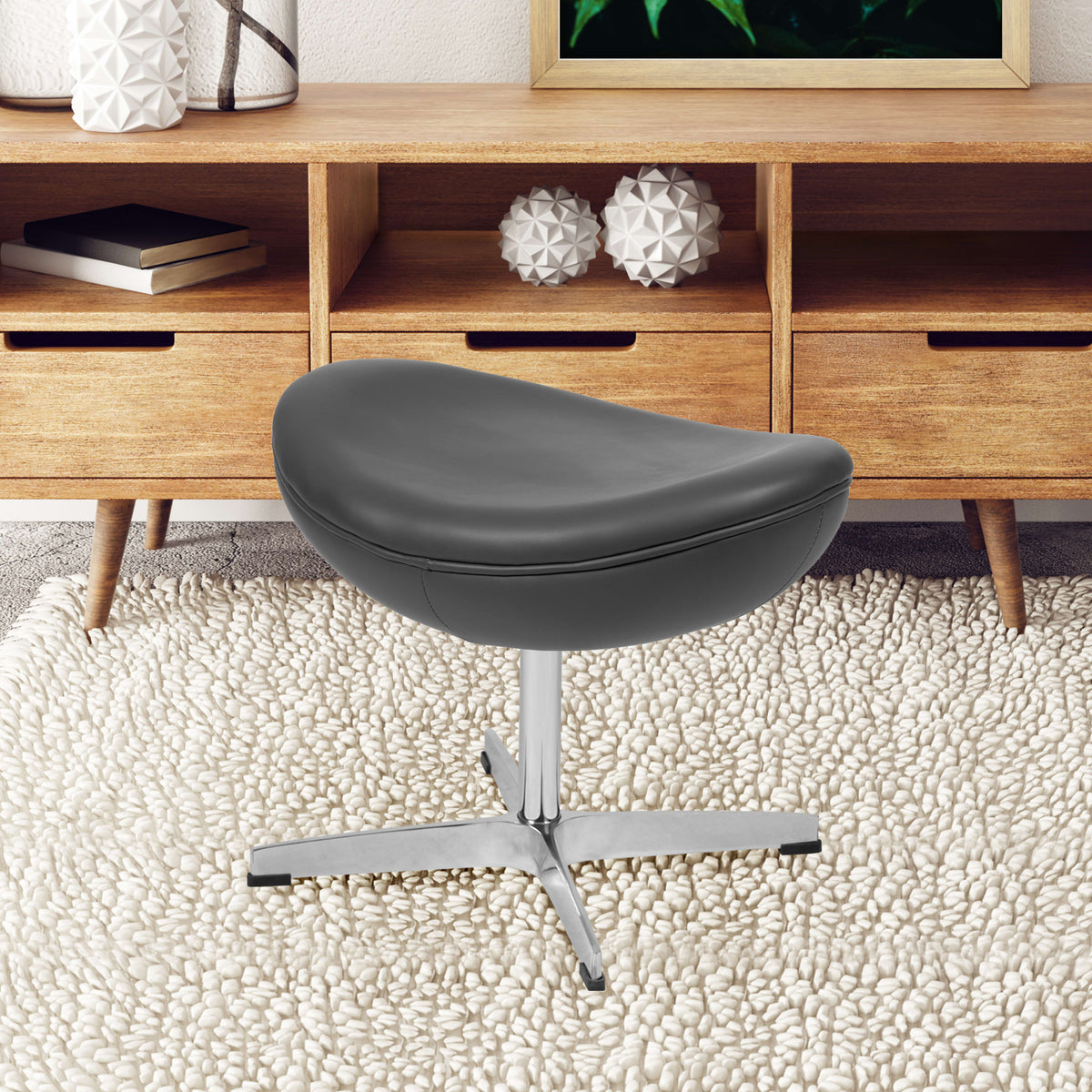 Gray LeatherSoft |#| Gray LeatherSoft Saddle Ottoman - Footrest